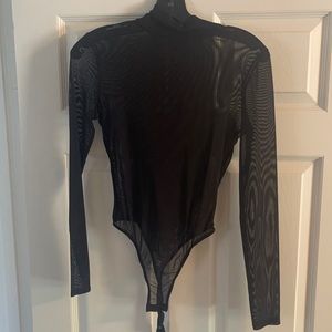 Missguided Black sheer mesh high neck bodysuit